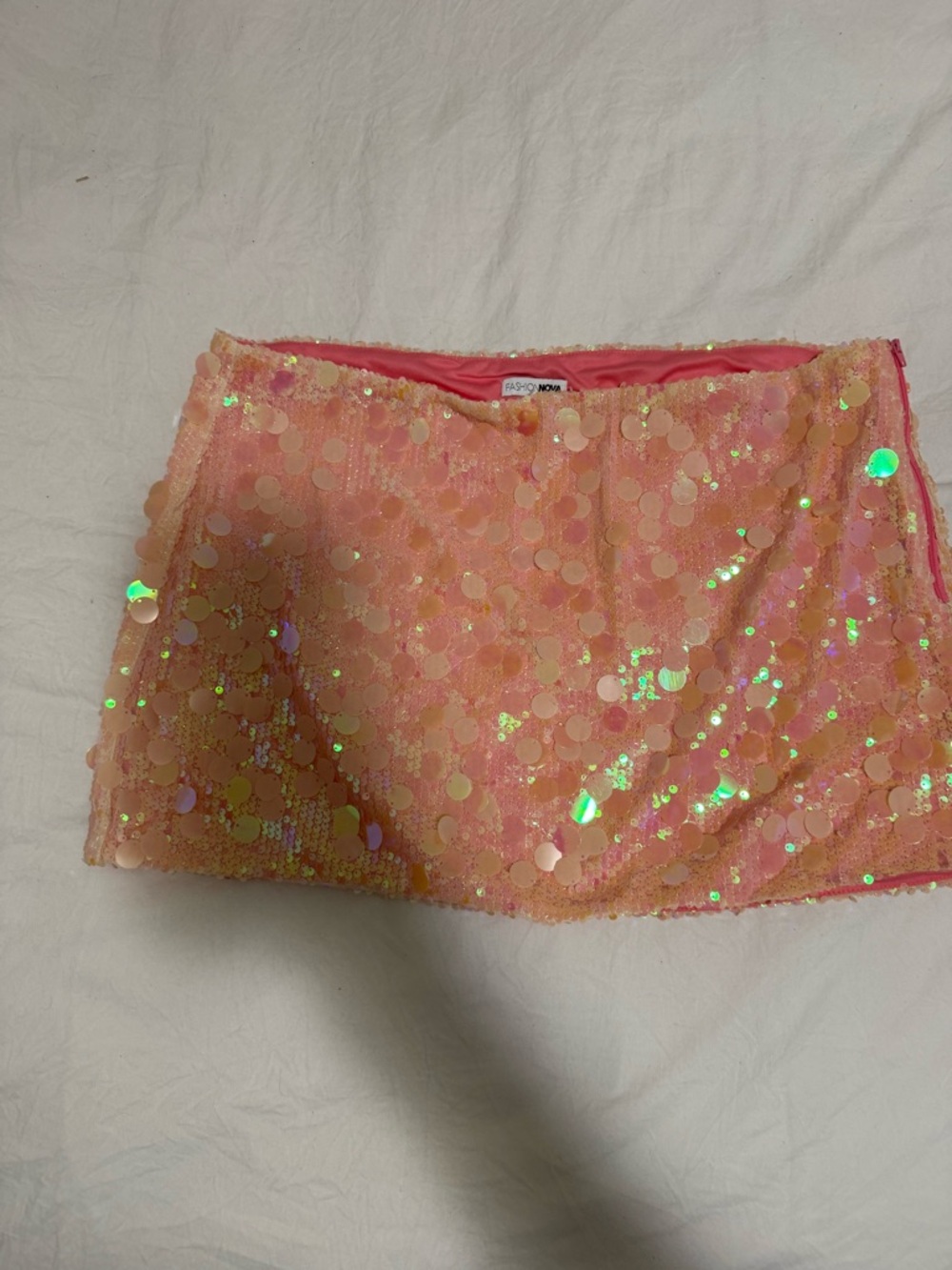 Fashion Nova Pink Iridescent Sequin Mini Skirt